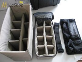 Fotós táska betét:  tépőzáras választófal (divider set)  + fedélrendező + vállpánt Peli 1430 táskához