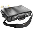 Peli Case 1495 műanyag védőtáska17" colos laptophoz - Deluxe: gumitálca betétes, külön párnázott tokokkal a laptopnak és a kiegészítők számára is. Vállpánttal és irattartóval. Belső: 479x333x97 mm
