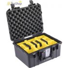 Peli AIR CASE 1507 műanyag védőtáska, védőtok - fekete színben, választható felszereltséggel Belső: 385x289x216 mm
