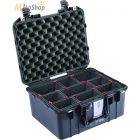 Peli AIR CASE 1507 műanyag védőtáska, védőtok - fekete színben, választható felszereltséggel Belső: 385x289x216 mm