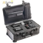 Peli Case 1510LFC Stúdió Védőtáska: gurulós műanyag táska szivacsos, laptoptartóval a fedélben, (fotós táska), Belső: 502x280x193 mm