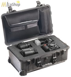Peli Case 1510LFC Stúdió Védőtáska: gurulós műanyag táska szivacsos, laptoptartóval a fedélben, (fotós táska), Belső: 502x280x193 mm