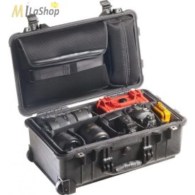   Peli Case 1510SC Stúdió Védőtáska: gurulós műanyag táska választófalas betéttel, laptoptartóval a fedélben (fotós táska), Belső: 502x280x193 mm