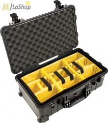 Peli Case 1510 gurulós műanyag védőtáska, Carry On bőrönd, választófalas betéttel Belső: 502x280x193 mm