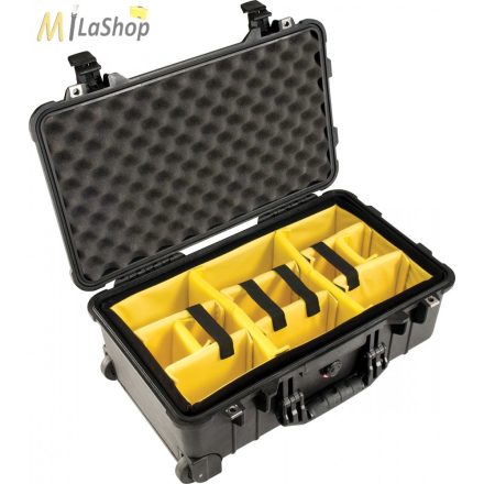 Peli Case 1510 gurulós műanyag védőtáska, Carry On bőrönd, választófalas betéttel Belső: 502x280x193 mm