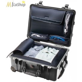   Peli Case 1560 LOC gurulós műanyag védőtáska utazáshoz (alul ruhás pakoló résszel, felül laptop tartóval), Belső: 518x392x229 mm