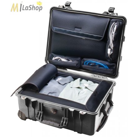 Peli Case 1560 LOC gurulós műanyag védőtáska utazáshoz (alul ruhás pakoló résszel, felül laptop tartóval), Belső: 518x392x229 mm